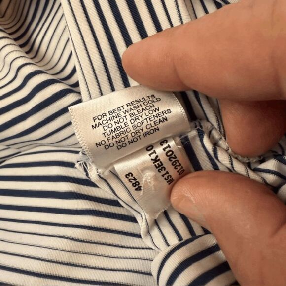 Peter Millar Men's Striped Summer Comfort Polo Shirt Navy White Medium - Picture 4 of 7